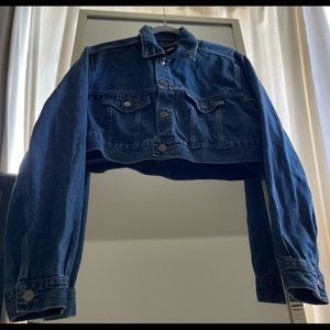 Woman FashionNova Cora Super Cropped Denim Jacket